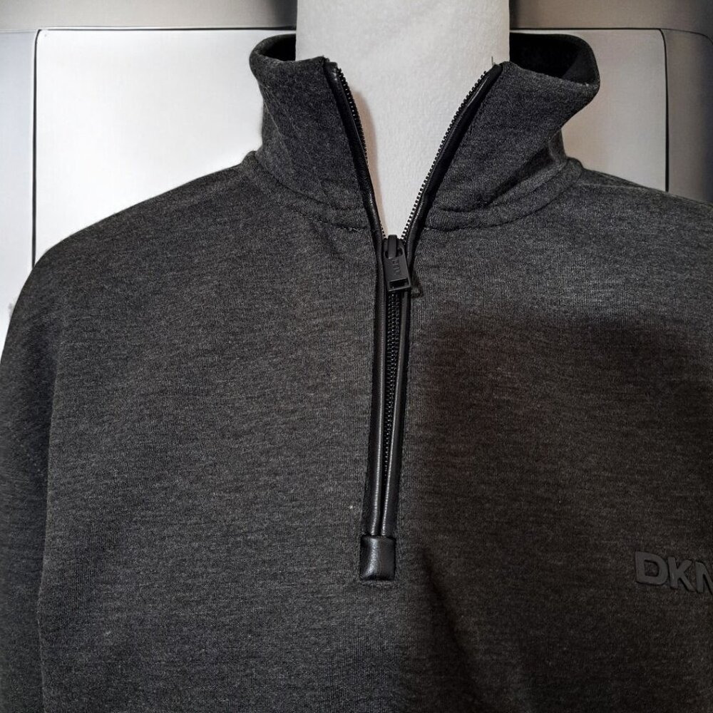 Men’s DKNY Fleece Sweater Pull Over Dark Grey Size Medium NWT - Picture 5 of 11